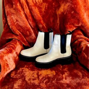 White thick sole boots